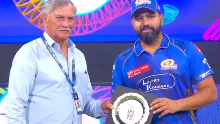 bcci president roger binny awarded rohit sharma ipl 18 momento for 18 years legacy indian premier league